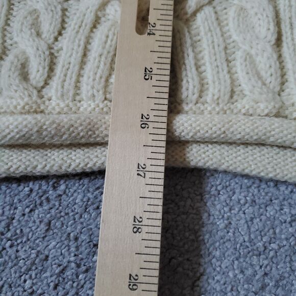 Irish Woolen Mills Sweater Mens Medium Beige Wool Cableknit Roll Neck Fisherman - Picture 10 of 11